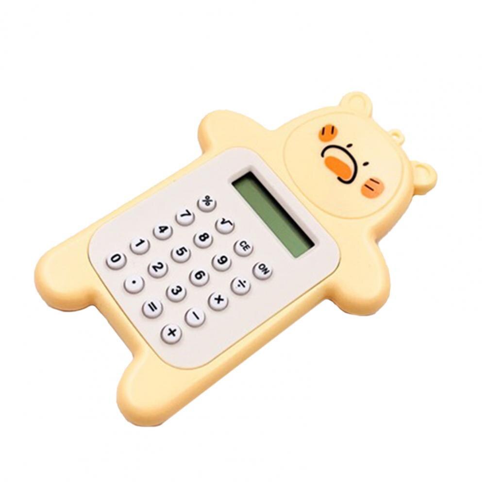 Electronic Calculator Adorable Bear Shape Plastic Lively Face Calculator with Hanging Hole Office Supplies: Yellow