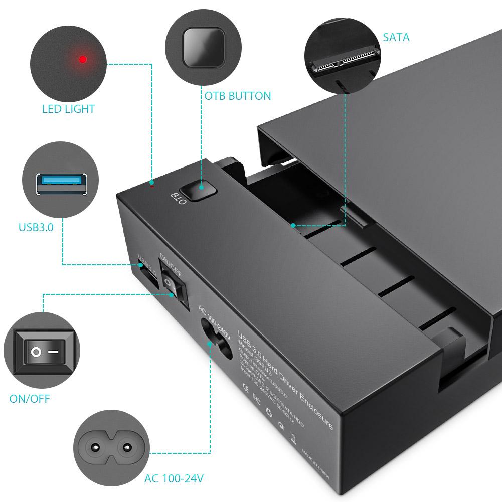 USB 3.0 2,5 zoll/3,5 zoll SATA HDD Gehäbenutzen Externe festplatte Kasten Unterstützung UASP 10TB fahrer OTB eins berühren Sicherung
