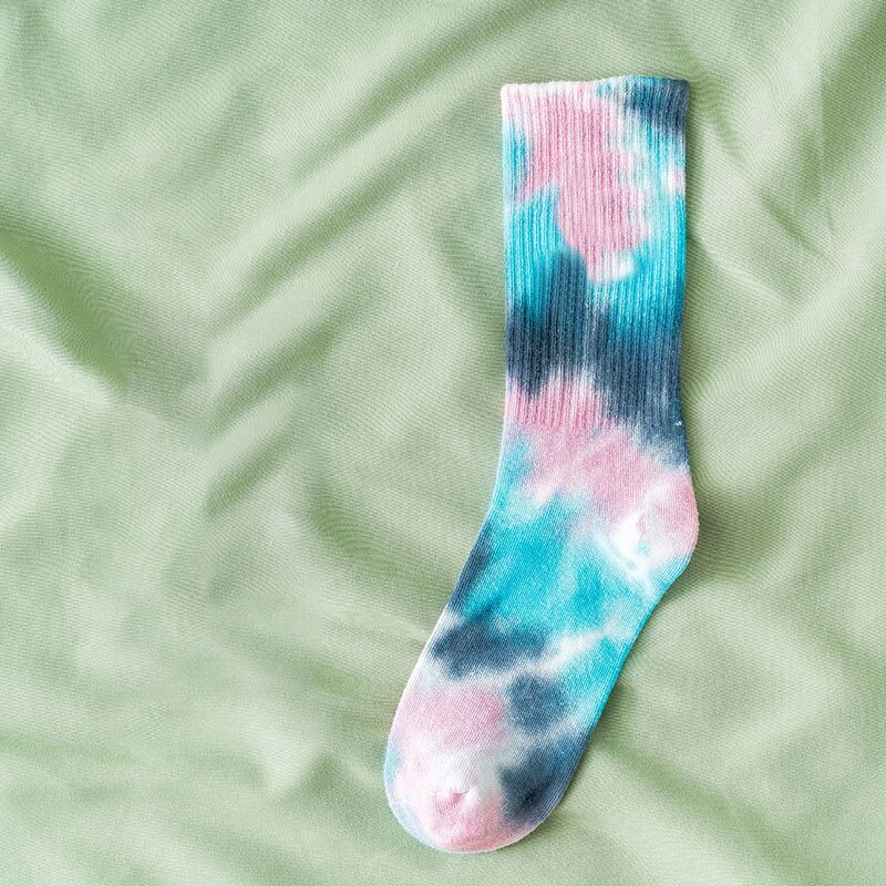 Calcetines de algodón Tie-dye para hombre y mujer, medias de tendencia urbana de , de color sólido, para baloncesto y monopatín: 5