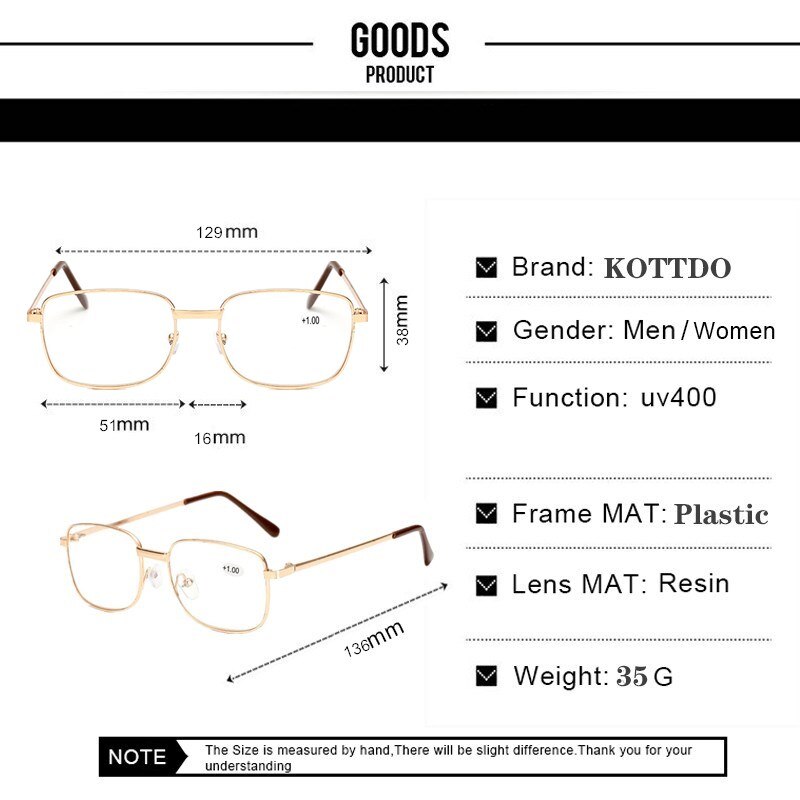 Classic Metal Read Glasses Women Optical Hyperopia Glasses Frame Men Presbyopia Reading Eyeglasses+1.0+1.5+2.0+2.5+3.0+3.5+4.0
