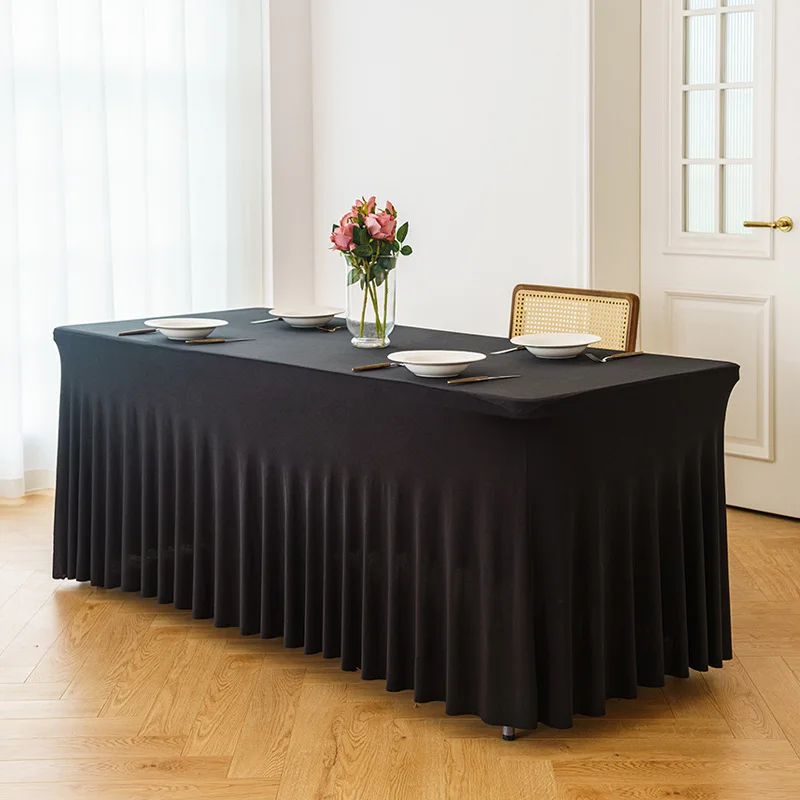 Tafelkleed Rok Rechthoek Tafels Rokken Polyester Hoes Tafelkleed voor 1,80 meter met rok Feest Bruiloften Decor: Rood