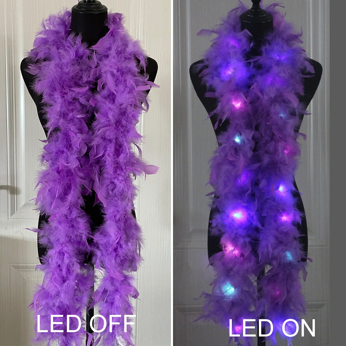 Federboa, LED-Lichterkette, Schal, Lichterkette, leuchtende Federstiefel, 2 m, für Party, Hochzeit, Weihnachtsbaum, Heimdekoration, Halloween: green