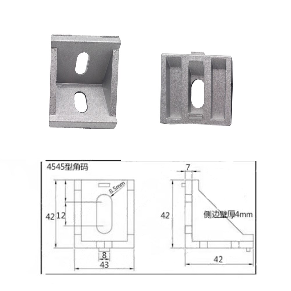 1Pcs 45 43x42x42mm European Corner Fitting Angle Aluminum X L Connector Bracket Fastener Industrial Profile
