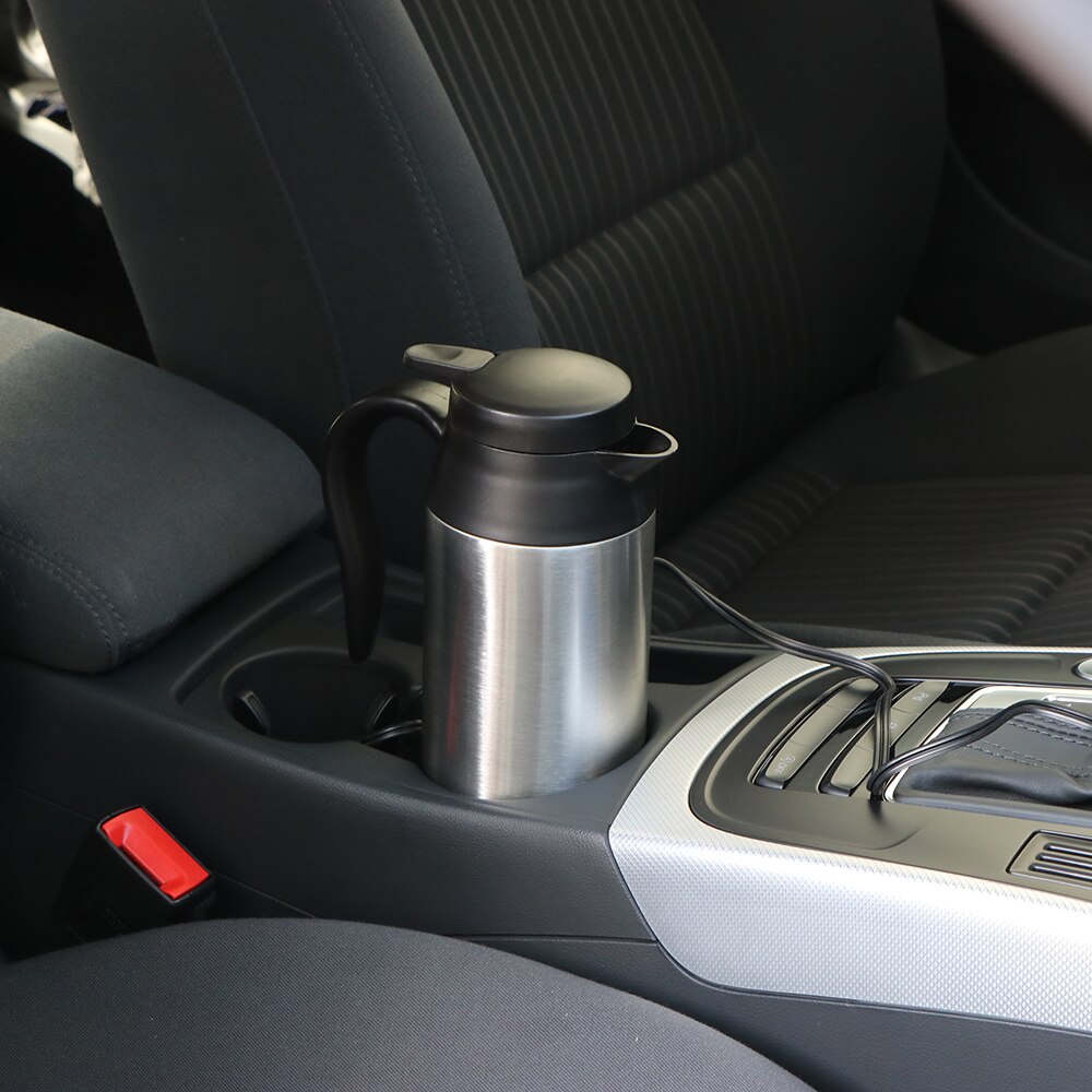 Onever 1Pieces 12V 750ML Stainless Steel Car Auto Adapter Heated Travel Mug Thermos Heating Cup Kettle Car Coffee Cup