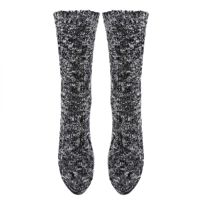 Efterår vinter kvinder blød sne strikning uldsokker vintage damer varme tykkere sokker basic sox kvindelige sportssokker: Sort