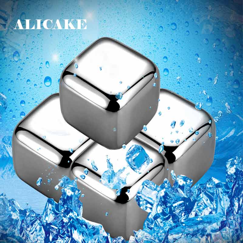 Ice Cubes Food Grade 304 Stainless Steel Metal Bar Whisky Stone Quick-Frozen Ice Wine Beer Cooler Reusable Set With Ice Cube Box