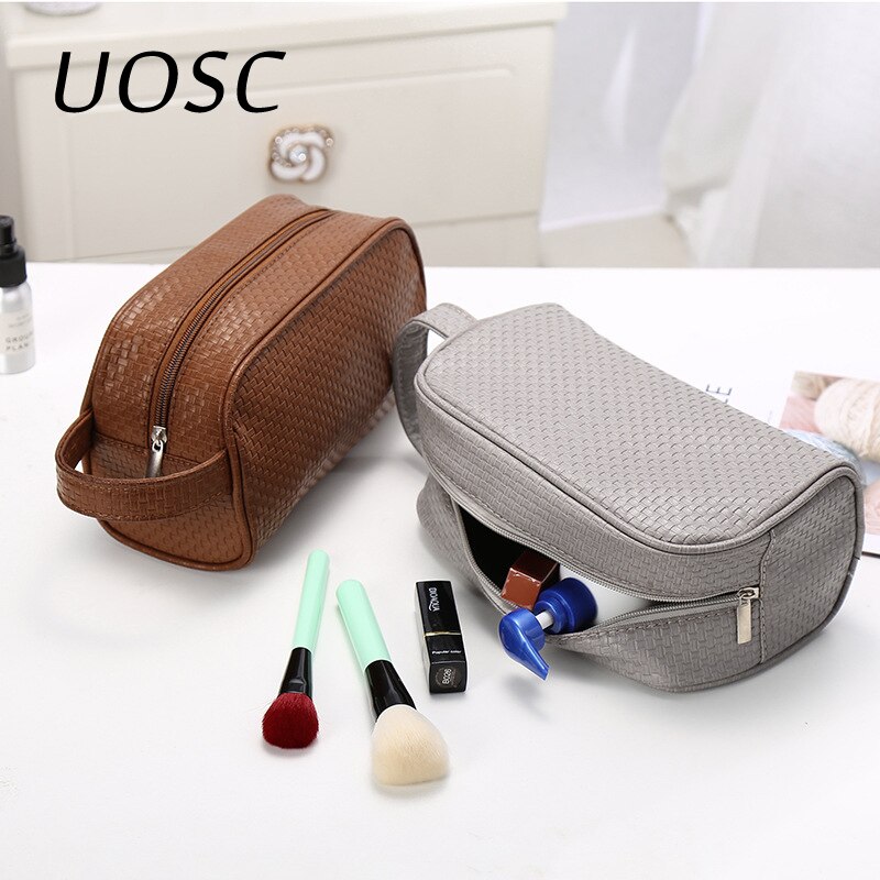 UOSC Waterproof Toiletry PU Bags Leather Travel Cosmetic Bag Organizer Women Makeup Bag Neceser Make up Case Beauty Storage Bags