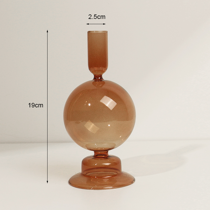Brown Glass Candle Stick Holders Table Decoration Candles Holder for Candlestick Dinner Candles Party Wedding Centerpieces home: 020-4