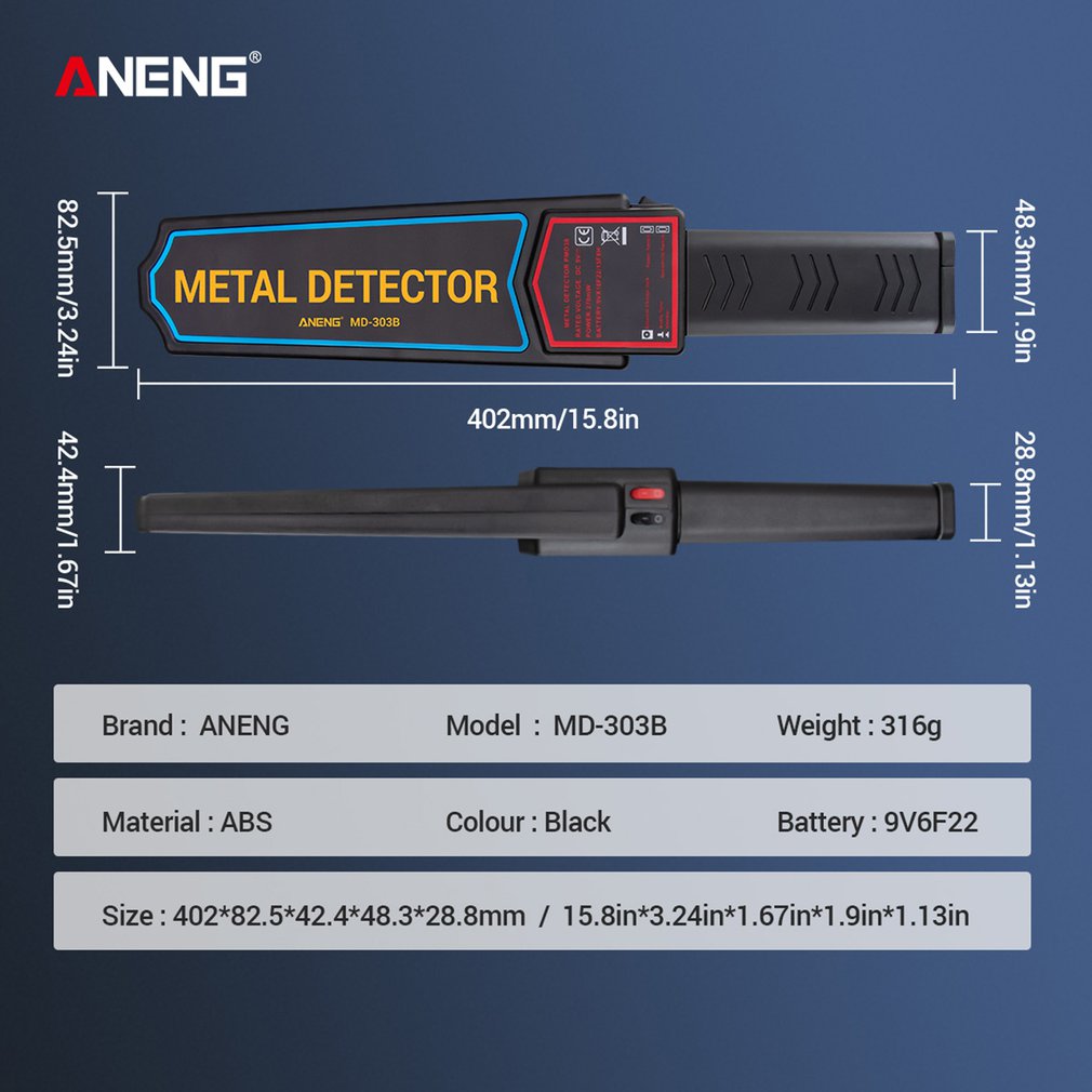 Md303b sikkerhedsmetaldetektor pinpointer høj følsomhed pointer alle metal guld finder ledninger vægdetektorer