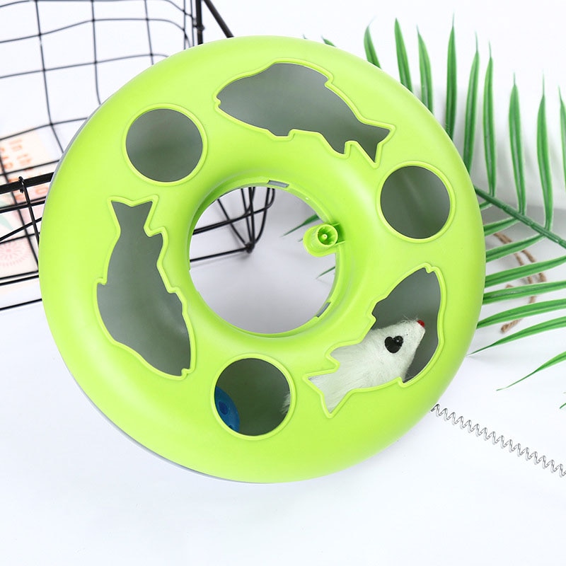 Brinquedo de treinamento do gato da mola do rato única camada placa de diversões gatos treinamento plataforma giratória interativa brinquedos suprimentos para animais estimação: green