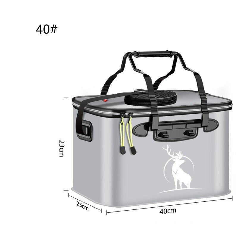 Sac de pêche EVA Portable, seau de pêche pliable, boîte de poissons vivants, conteneur d'eau de camping, sac de rangement de matériel de pêche: Silver gray   40
