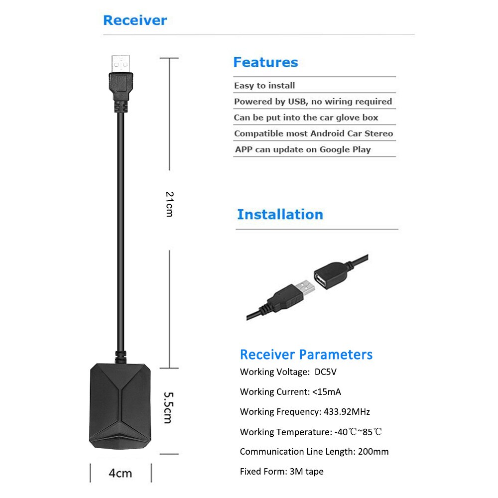 Sistema de Monitoreo de presión de neumáticos de coche, TPMS USB con 4 sensores externos, medición de temperatura de presión para navegación Android