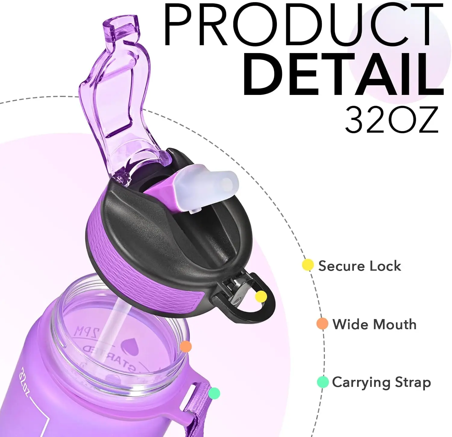 1000 ML Water Bottle Motivational Sport Water Bottle Leakproof Drinking Bottles Outdoor Travel Gym Fitness Jugs For Kitchen