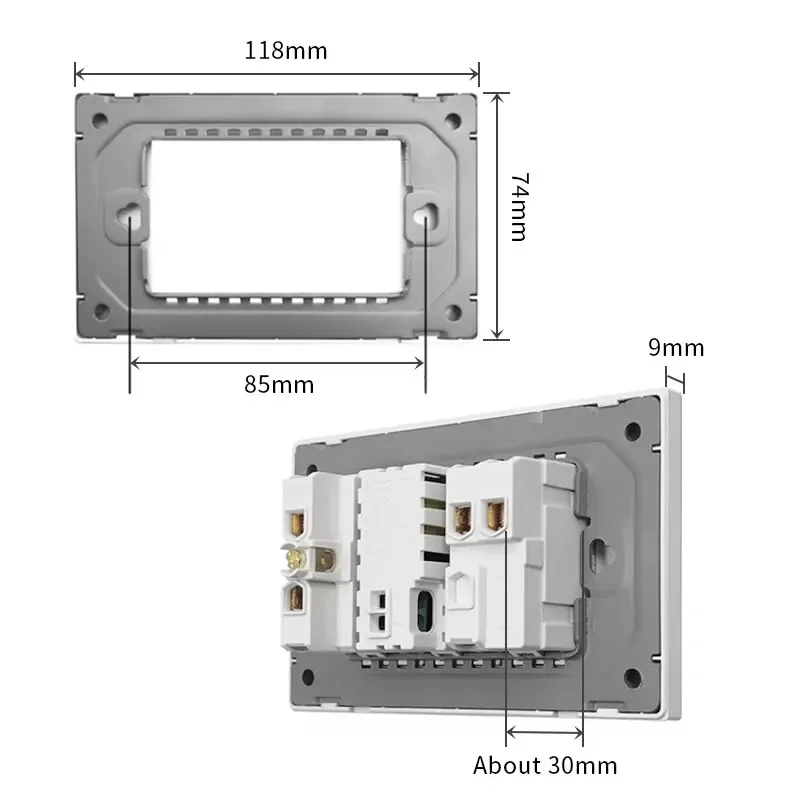 Melery 20A Brazil Wall Socket USB Type C Power Plug Pressure Switch Gold Glass Panel Position Jack Outlet Home Office Kitchen