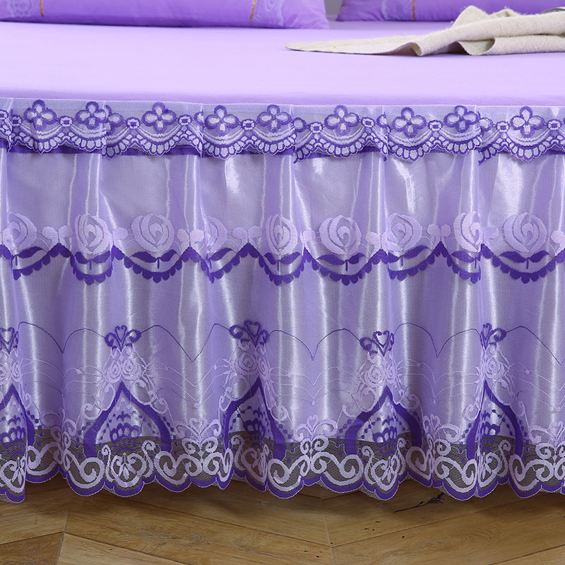 Romantiskt blommönster enfärgad sängkjol halkfri damm volang queen size överkast sängkjolar: 5 / 180 x 200cm