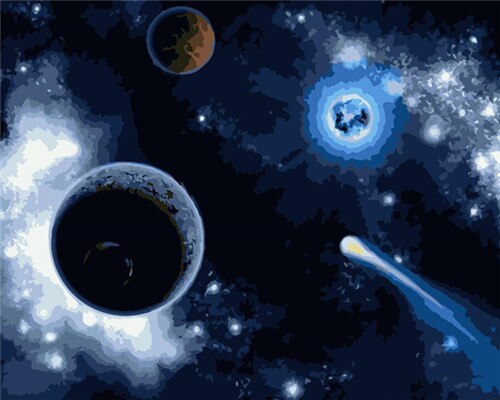 Pintura al óleo AZQSD por número, imagen DIY de arte de pared de planeta para la sala de estar, decoración del hogar, colorear por números, paisaje, único: SZGD7654