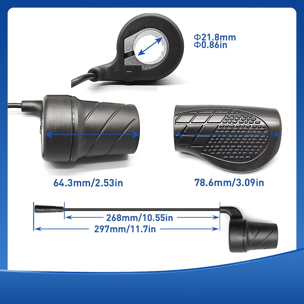 Electric Bike Twist Throttle Right Handle Throttle BAFANG 20X Half Waterproof/SM Connector for EBikes