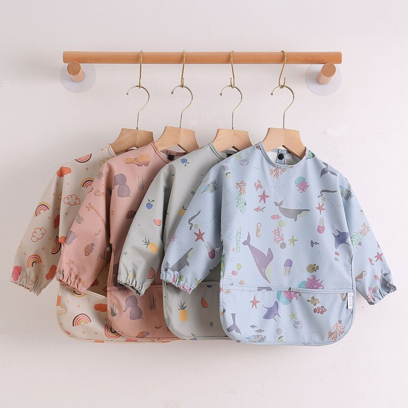 Waterdichte Baby Slabbetjes Baby Burp Cartoon Doeken Kant Lange Mouw Voeden Kinderen Tekening Kleding Prinses Rok Baby Spullen