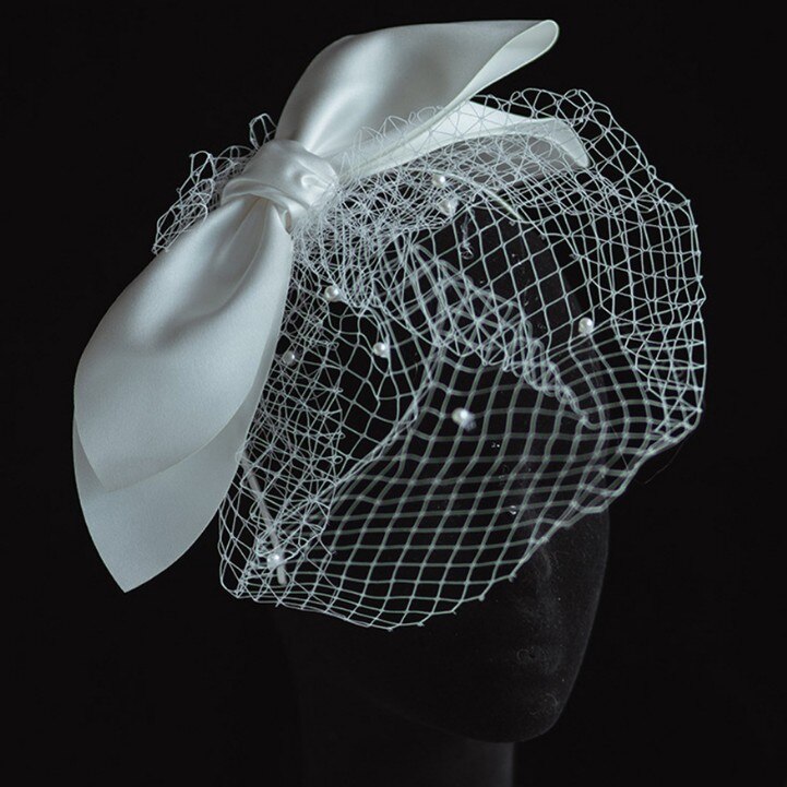 White Face Veils Bridal Big Bowknot Headband Net Birdcage Veil Charming Wedding Party Hair Accessories Fascinator