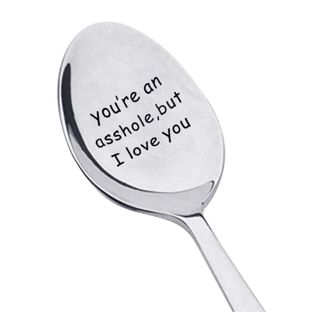 Portable Stainless Steel Peanut Butter Coffee Rice Tea Soup Spoon Couple Valentine's Day Drinking Tableware