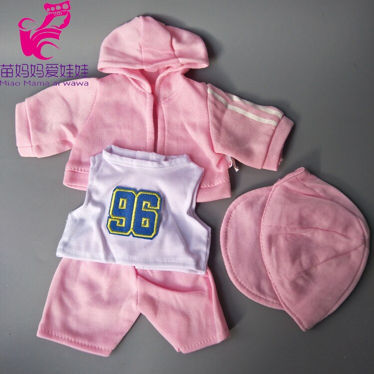 4 En 1 Conjunto de ropa deportiva + camisa + Pantalones + gorra de béisbol set para bebé recién nacido de 43cm muñeca niña para 18 pulgadas conjunto de ropa de muñeca: 5