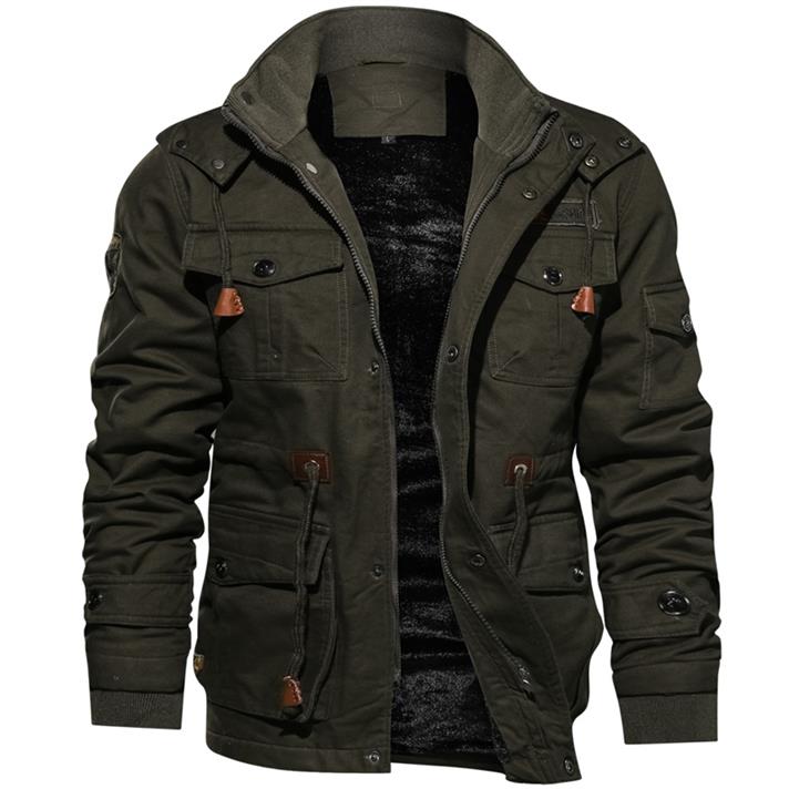Vinteruniform jacka herr #39 ;s plus ull tjock varm jacka army pilot casual jacka air cargo jacka stor storlek 4xl jacka: Armégrön / Xxxl