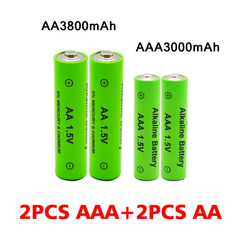 2020 AA + AAA 100% nowy akumulator AA 1.5V AAA alkaliczne 3000-3800mah dla latarka zabawki zegar odtwarzacz MP3 wymień baterię