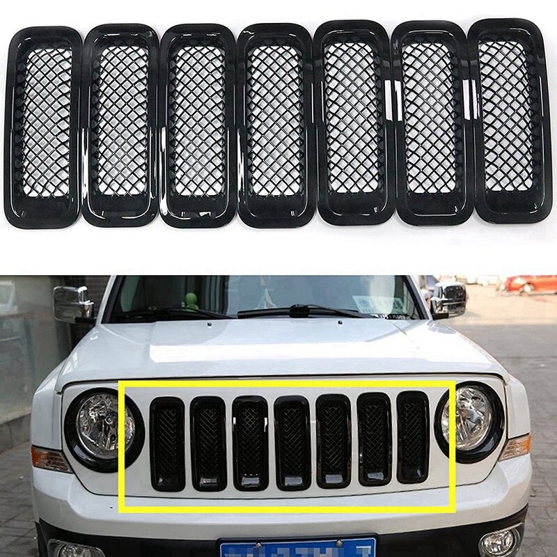 7PCS Front Grill Cover Mesh Grille Insert Kit for Jeep Patriot