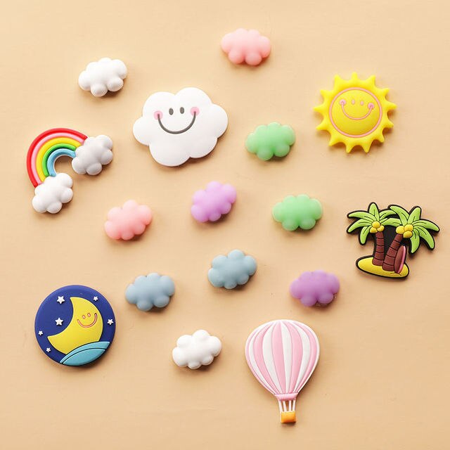 3D Cartoon Fridge Magnets PVC Food Refrigerator Magnetic Sticker Set Home Decor Fridge Magnetic Stickers Kids: D 16pcs