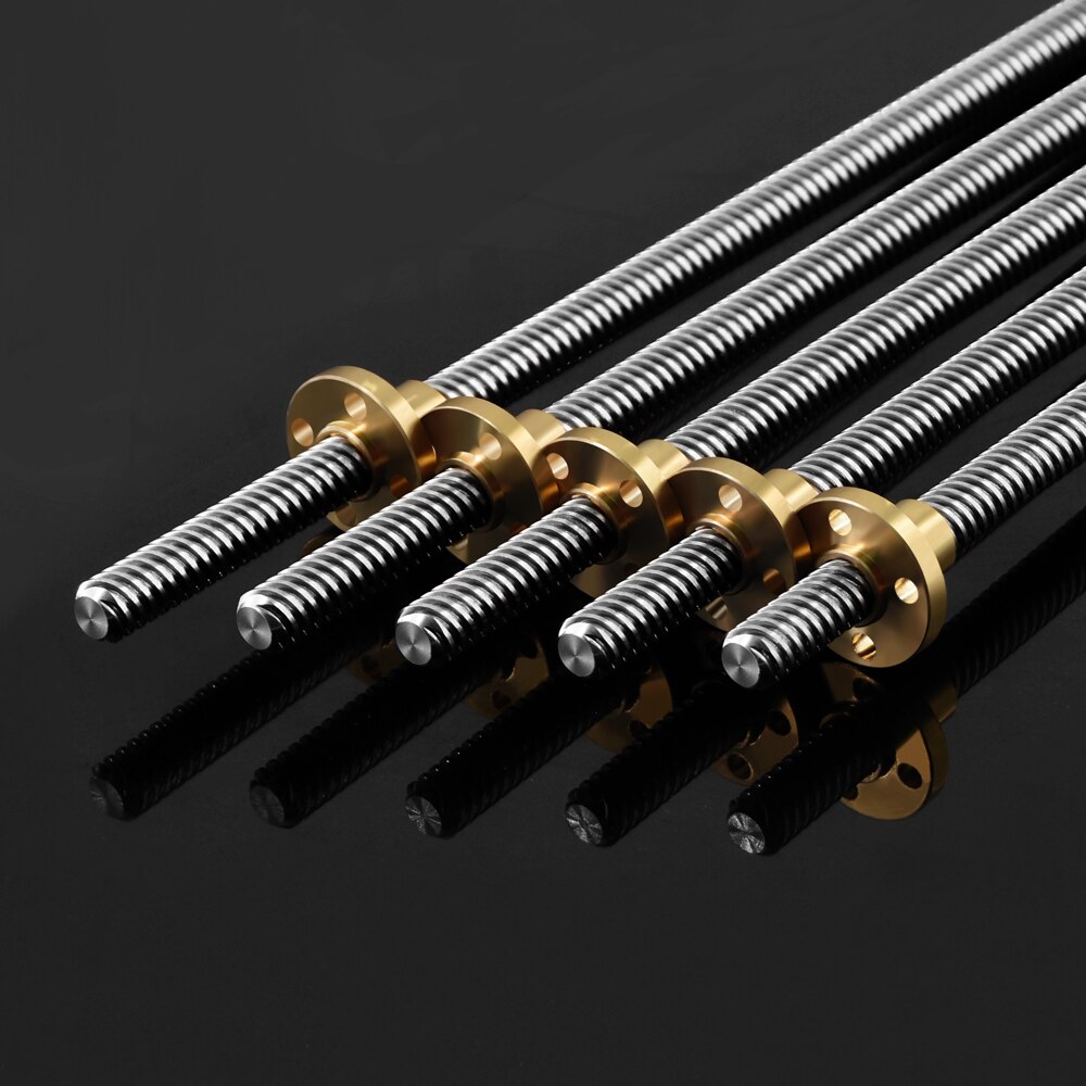 Trapezoidal T8 Lead Screw 2mm Lead 200mm 250mm 300mm 350mm 375mm 400mm 450mm 500mm with Brass Nut for 3D Printer Z Axis