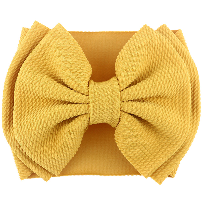 Grand bandeau élastique Double couche avec nœud pour cheveux, pour filles, mignon, pour bébé, accessoires de cheveux, Turban, Double couche,: YELLOW
