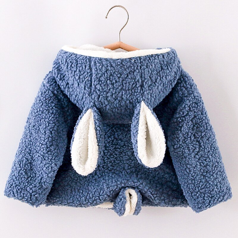 Vestiti per bambina giacca per bambina autunno e inverno bambini più giacca calda spessa in velluto giacca da ragazza con cappuccio in lana di agnello: Blu / 6-12M 80