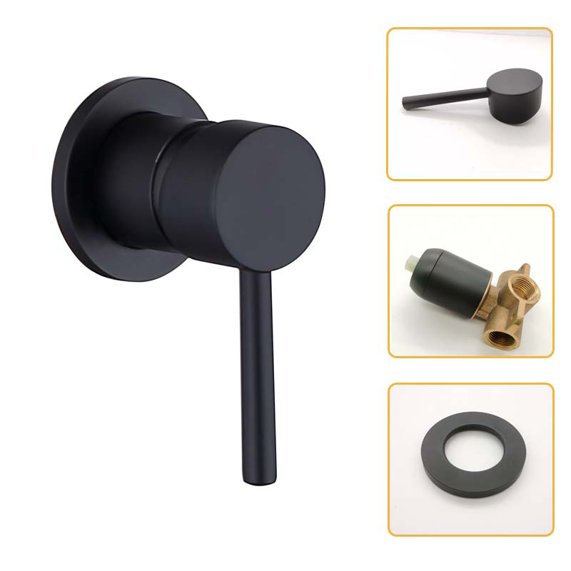 Matte Black Shower Faucet Set Concealed Wall Mounted Embedded Bathroom Shower Mixer Vlave Hand Held Shower Head Black Brass: Body Valve Only