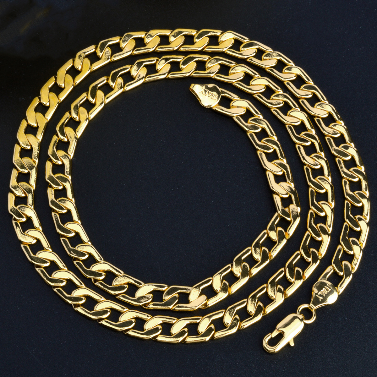Hiphop Punk Curb Cubaanse Ketting voor Vrouwen Man Verklaring Italiaanse 18K Goud Kleur Choker Trendy Dagelijks Bruiloft Cadeau: 50cm / Rhodium Plated