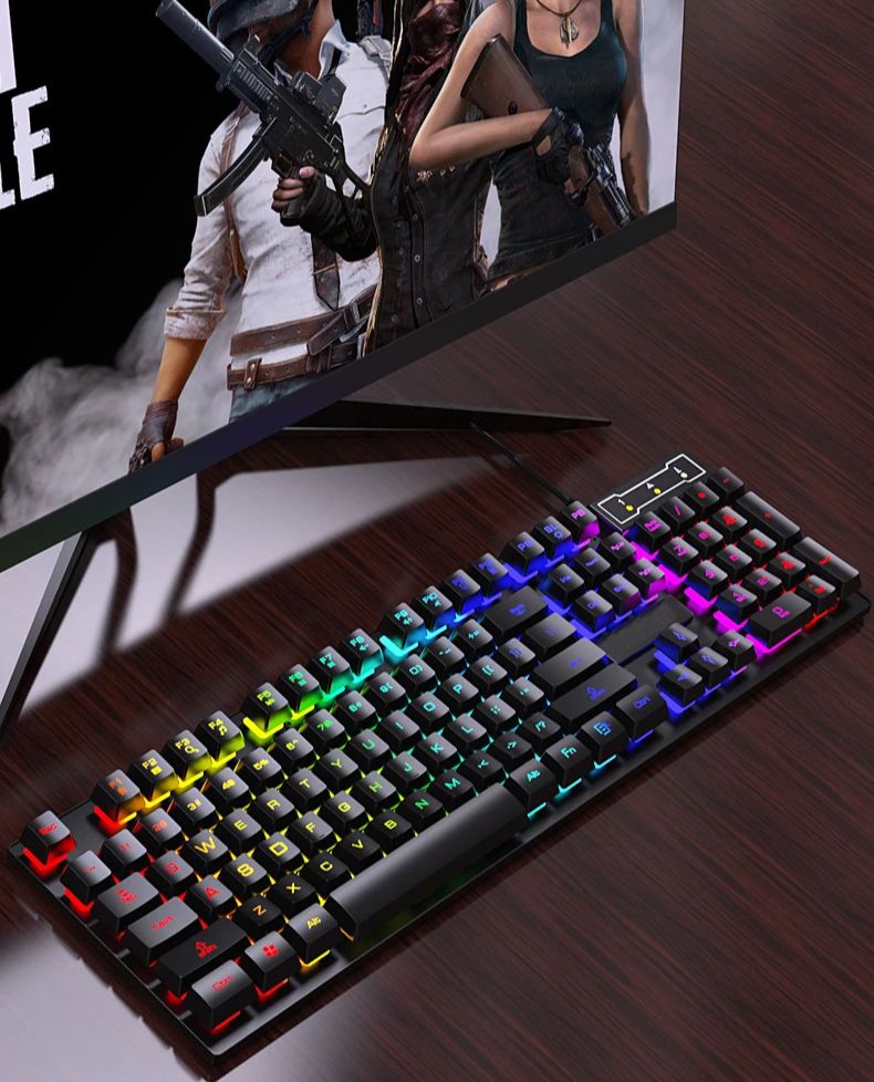 Klawiatura do gier RGB 104 klawisze Klawiatura mechaniczna Klawiatura przewodowa USB Kolorowe podświetlane nakładki na klawisze do komputera Laptop PC Gamer