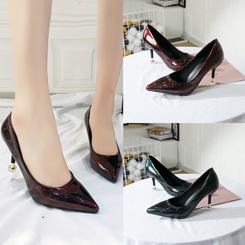 Célébrités bout pointu mince talons hauts chaussures de peu profondes femme socialité pompes chaton talons sans lacet chaussures de créateur
