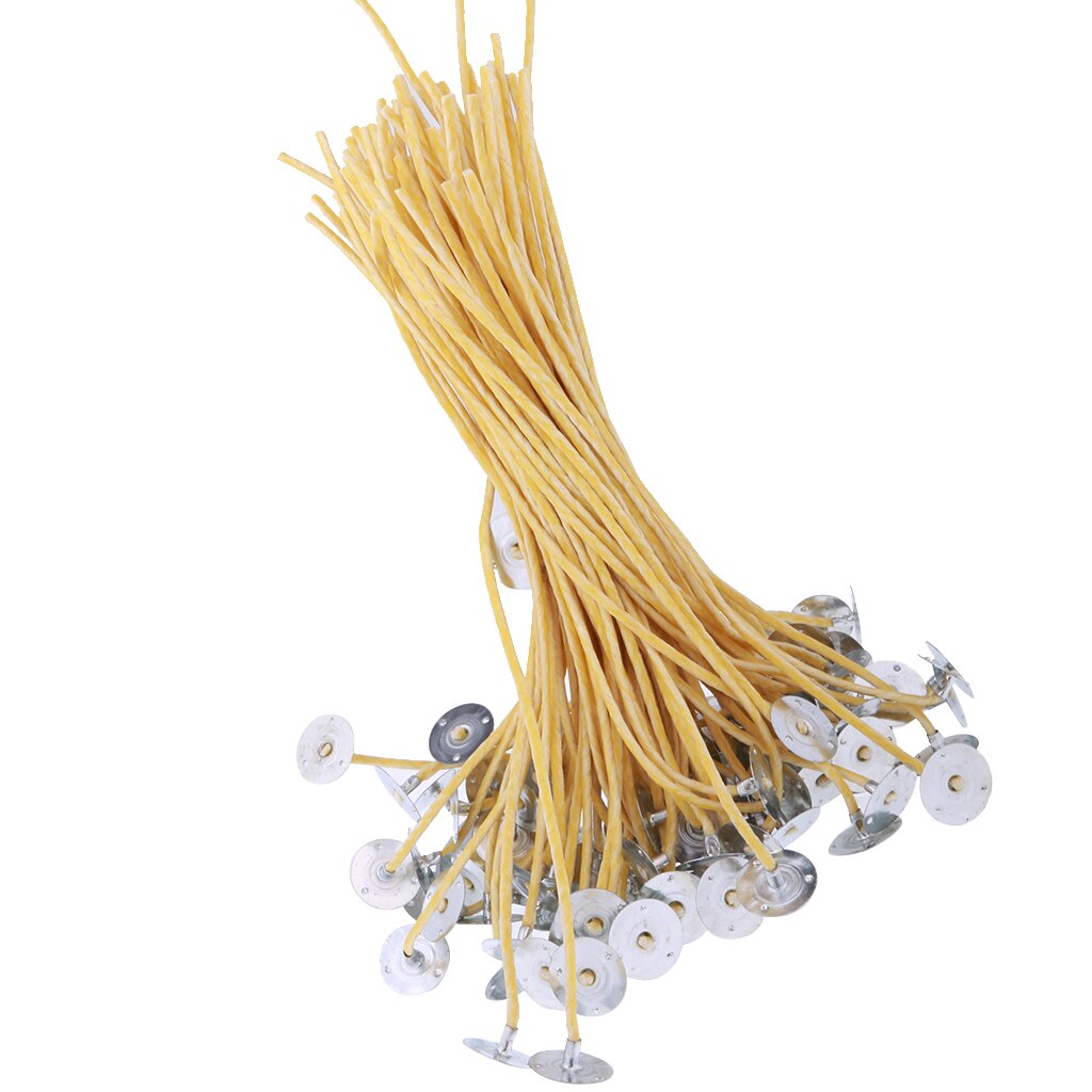Mèches de bougie soja Medium-naturel | Pre-cirée et tablé, basse fumée, 8 pouces, 50 paquet de bougies fournitures de fabrication de bougies