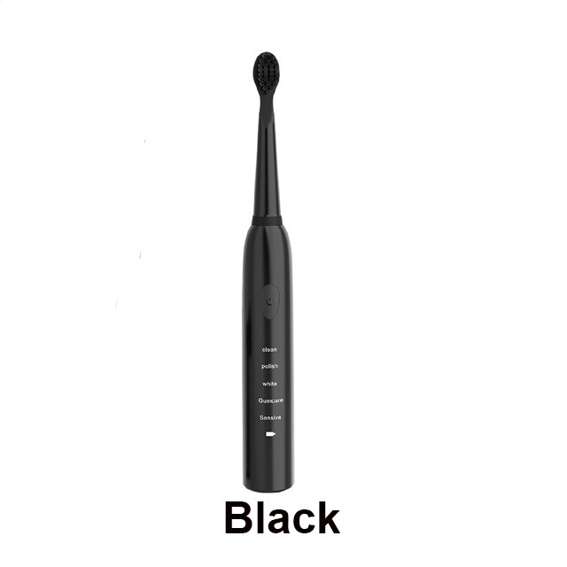 Electric Toothbrush Rechargeable 5 Modes Sonic Toothbrush with 4 Brush Head Waterproof Timer Tooth Brush Whitening For All: Single 1 Black
