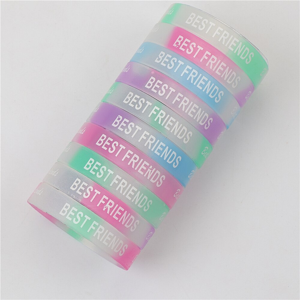 10 pz/lotto moda uomo Silicone bagliore notturno polsino luminoso braccialetti dell'amicizia gioielli per le donne Mix Style Club regali per feste: Best Friend