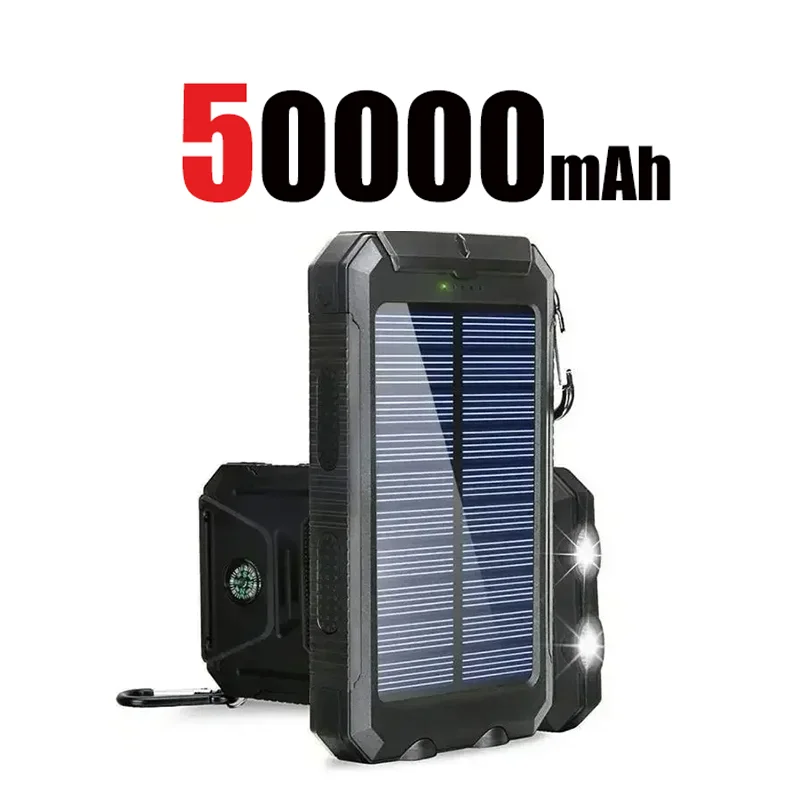 200000mAh Power Bank Fast Charging Outdoor Large Capacity External Battery Solar PowerBank Flashlight For iPhone Huawei Xiaomi: WHITE