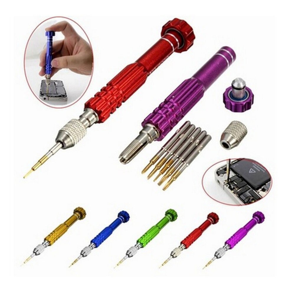 Juego de destornilladores QPtools 5 en 1 de aleación de aluminio de precisión para Iphone Samsung Galaxy, herramienta de desmontaje para reparación de teléfonos inteligentes