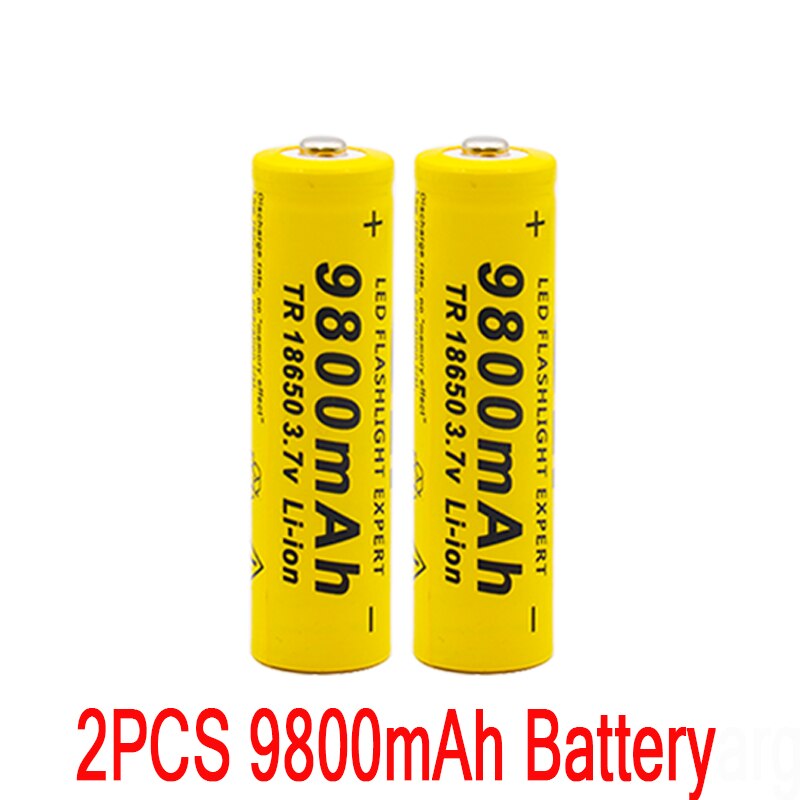 100% 18650 battery 3.7V 9800mAh rechargeable liion battery for Led flashlight battery 18650 battery +USB charger: 9800  2PCS