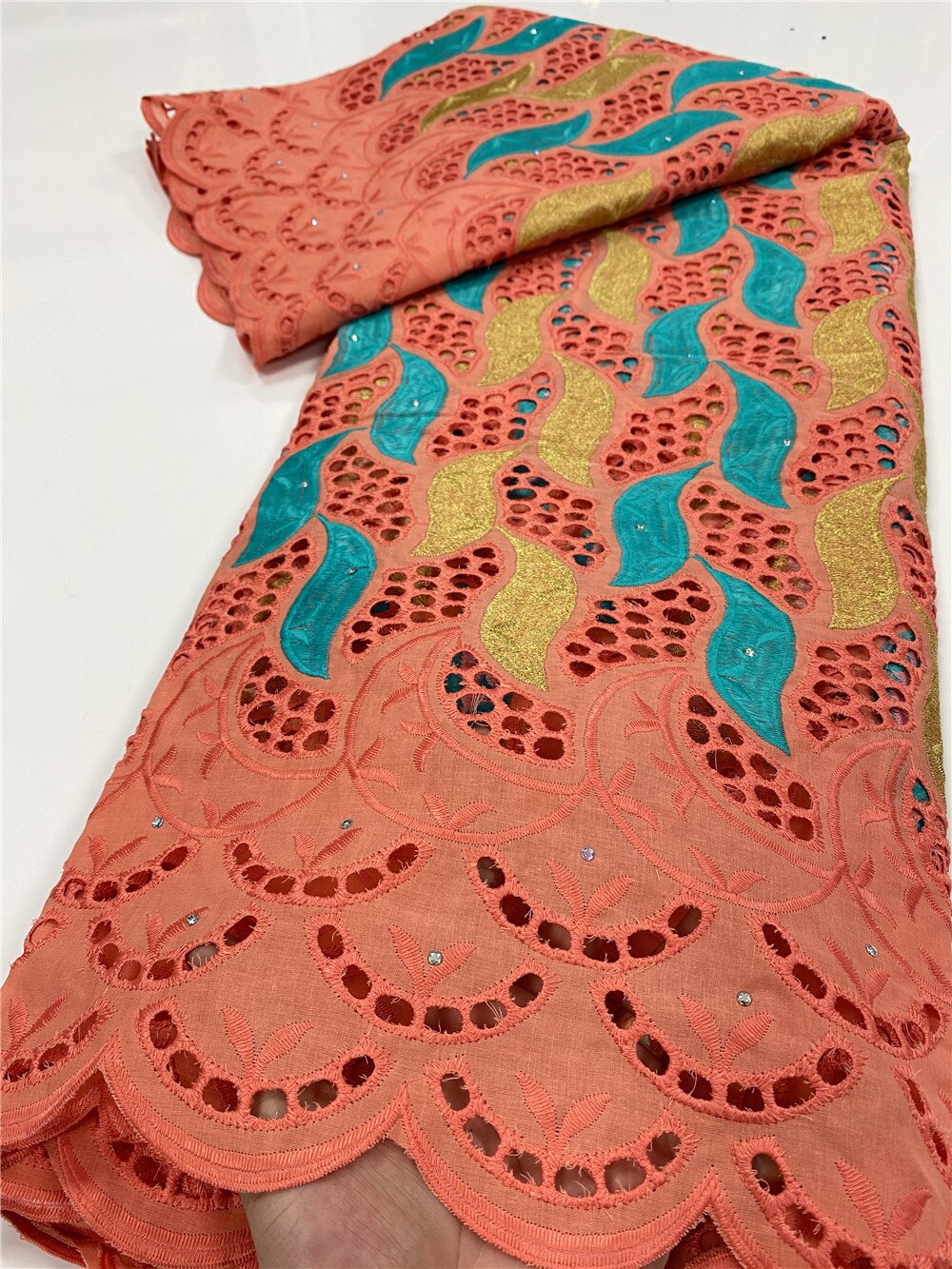 tela africana de encaje de encaje nigeriano con Voile suizo en Suiza un algodón para boda YA3530B-7: Picture 3