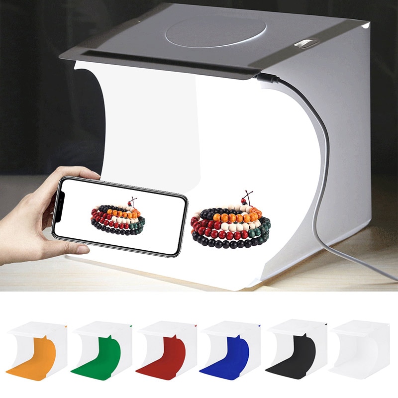 Mini Vouwen Lightbox Fotografie Foto Studio Softbox 2 Panel Led Light Soft Box Foto Achtergrond Kit Light Box Voor Dslr camera