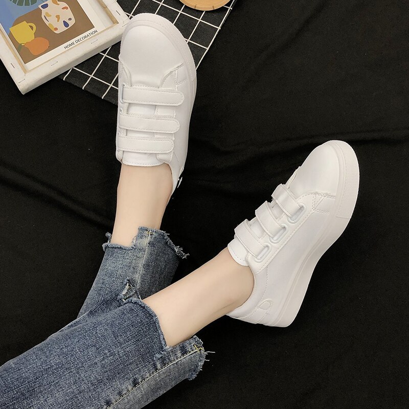 Lucyever casual kardborre skor platt klack dam spänne plattform sneakers kvinna tjock botten utomhus promenadskor dam