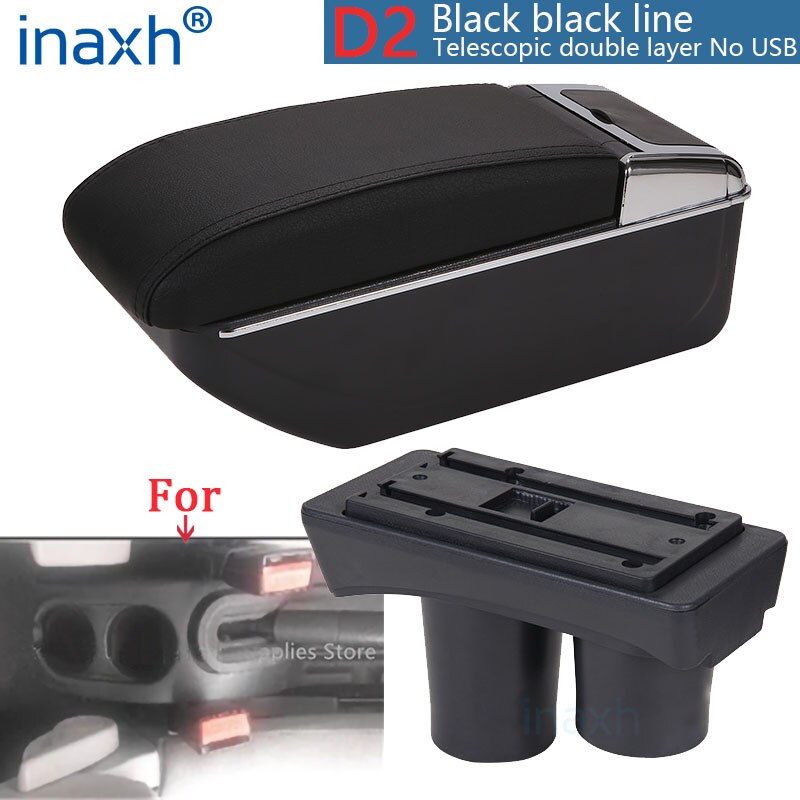 Reposabrazos Universal para Citroën C2, caja de almacenamiento para Citroën C2, reposabrazos, portavasos, accesorios de modificación: D2 Black line No USB