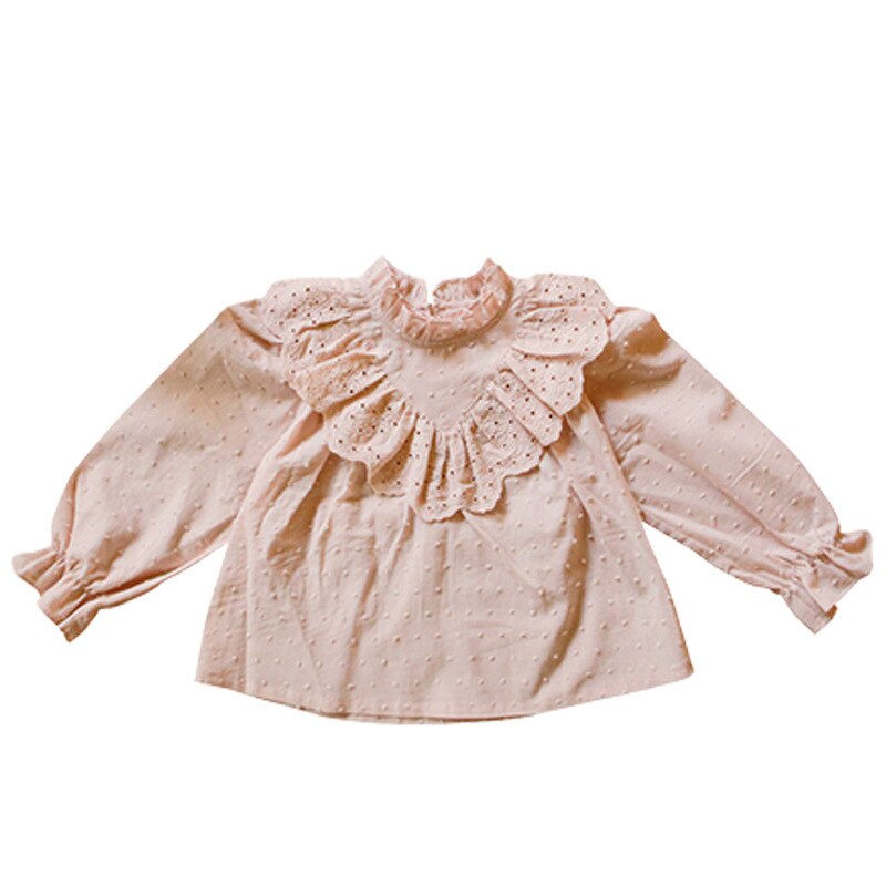 Camisas de encaje para niña adolescente, Tops de algodón para niño, camisa blanca y rosa a la , ropa de manga larga 6M-13Yrs CL855