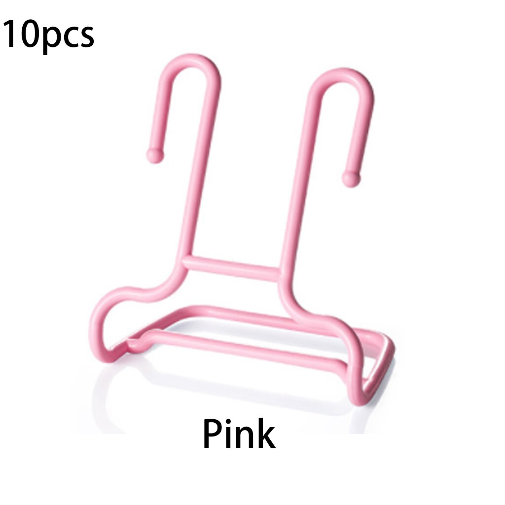 10PCS/Set Multi-Function Shelf Drying Rack Shoe Rack Stand Hanger Children Kids Shoes Hanging Storage Wardrobe Organizer: A pink