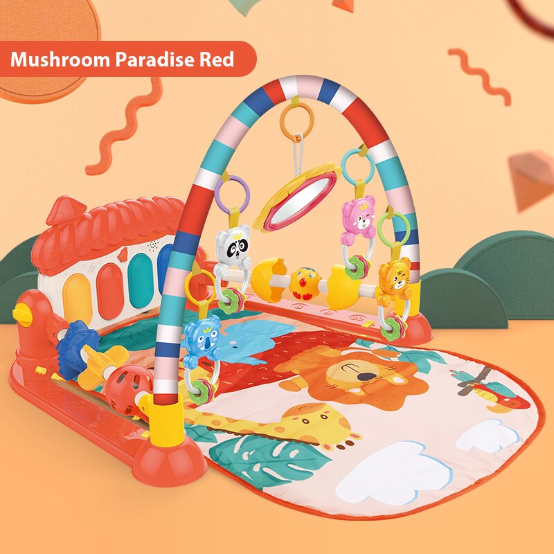 Baby Muziek Rack Speelkleed Puzzel Tapijt Met Piano Toetsenbord Kids Baby Playmat Gym Kruipen Activiteit Tapijt Speelgoed Voor 0-12 Maanden: Red