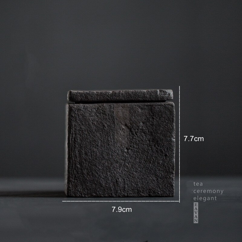 Black Square Ceramic Tea Caddy Multifunctional Tea Coffee Sugar Storage Box Organizer Container Cajas De Almacenamiento With Lid: D2d
